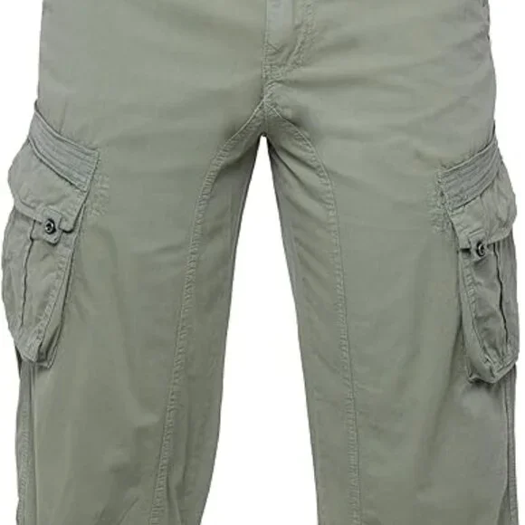 BRAND NEW Below Knee Length Mens Cargo Shorts, 3/4 Pants Leaf Green